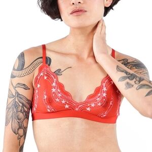 NWT Understance Triangle Lace Bralette In Goji Berry Red Lace 32B